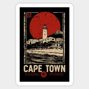 Cape Town Lighthouse - Vintage Japanese-Style South African Travel Art Sticker